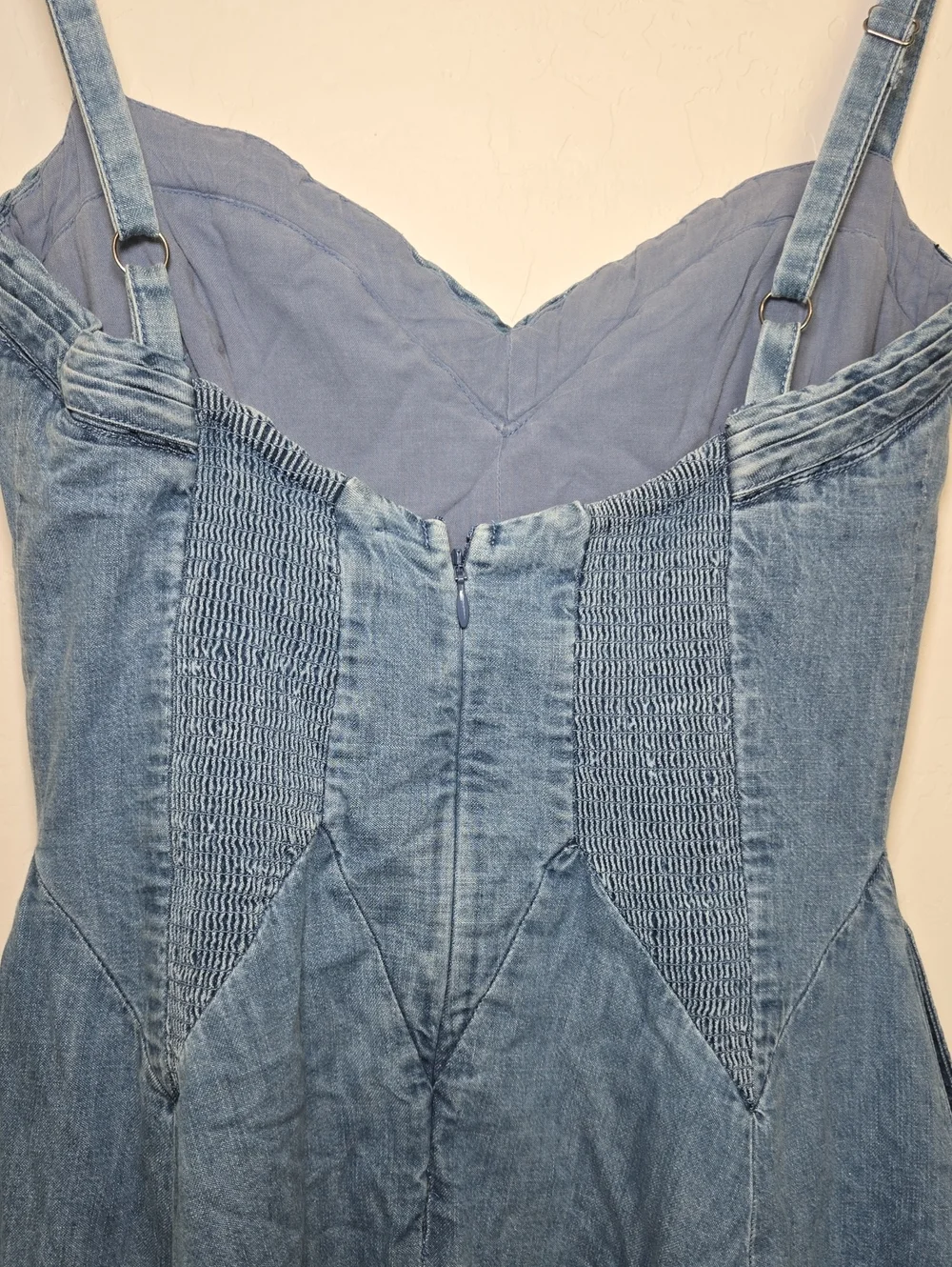 FP Movement Free People Another Season Denim Midi Dress Ruffle Fit & Flare S NWT